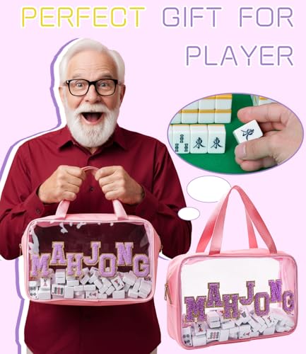 Bolsa para Fichas de Mahjong Transparente Rosa de PVC 12.4x8.5x3.5 in miniatura 6