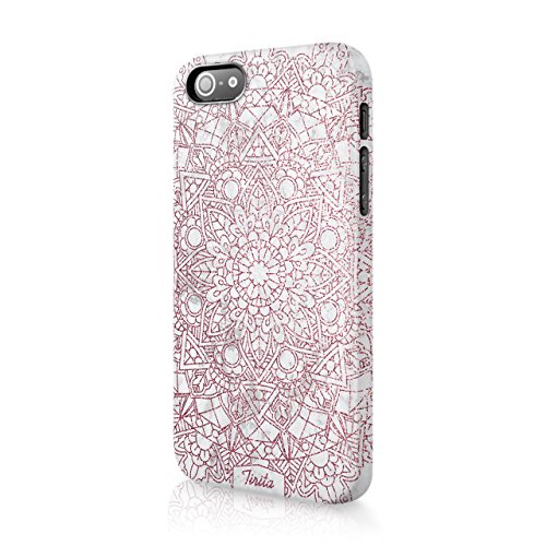 Tirita Hard Phone Case Compatible with iPhone 5 / 5s / SE 2016 PRINTED GLITTER, NOT REAL GLITTER Gold Mandala Flower Ornament