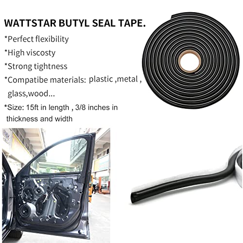 Wattstar Black Butyl Tape, 3/8'' X 15Ft Headlight Sealant, Black Rv Sealant Tape For Car/Rv Headlamps, Taillights, Windshields, Windows And Doors, 1Pc #TOP4