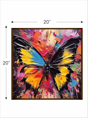 Image of Artsense Painting for wall decoration Abstract wall painting for living-Rainbow colors butterfly painting for home decoration with frame-Multicolor /20x20 inches /(50x50 cm) (Rainbow)