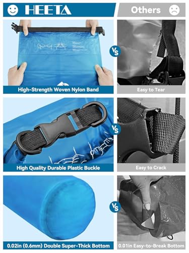 Image of 1 Compartment 10 Liter Transparent Ocan Bag Roll Top Transparent Storage Bag Lightweight Dry for Traveling, Swimming, Kayaking, Camping, Fishing Backpack (Transparent Blue)