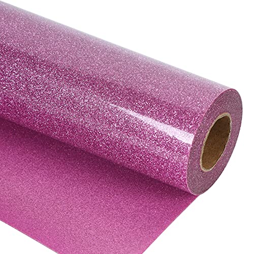 Image of guangyintong Glitter Purple Pink Heat Transfer Vinyl HTV Rolls, 12 inch x 8ft Iron on Vinyl for T-Shirts Glitter Purple Pink HTV Vinyl for All Cutter Machines Easy to Cut & Weed for Heat Vinyl Design