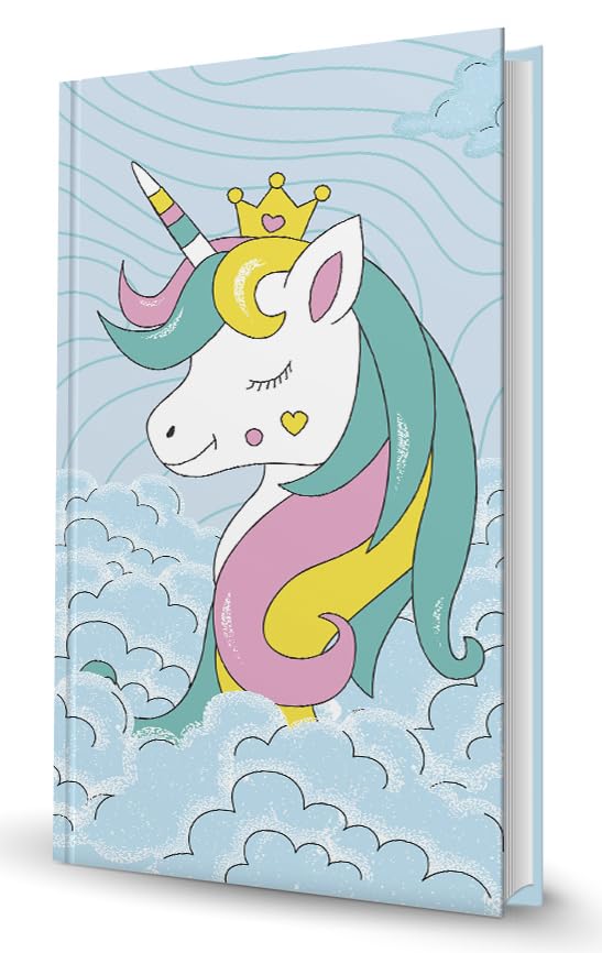 Image of AccuPrints wiro Hard bound Size -A5 (6 by 9 inch) Notebook Diary Ruled 200 pages-Notebook Diary Parent (Blue Unicorn Hard)