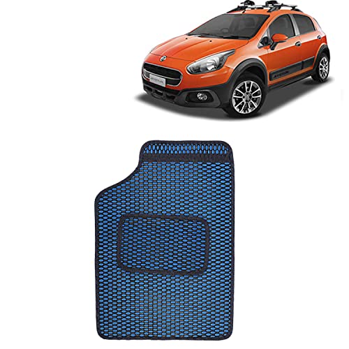 Image of Kingsway Dotted Design Car Floor Foot Mats Universal Fit for Fiat Avventura, Model Year : 2014-2019, Water and Dustproof, Color Blue, Set of 5 Pieces