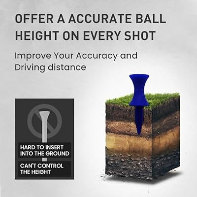 Amy Sport Golf Tees Step Down Plastic Unbreakable 50 Pack Reusable Bulk Professional Height Control Castle Tee for Practice