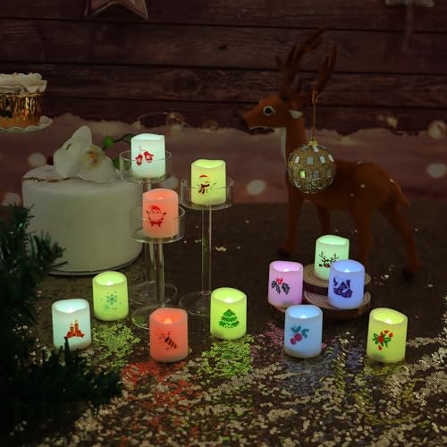 Image of Christmas Battery Operated Flameless Color Changing Votive Candles 12 PCS
