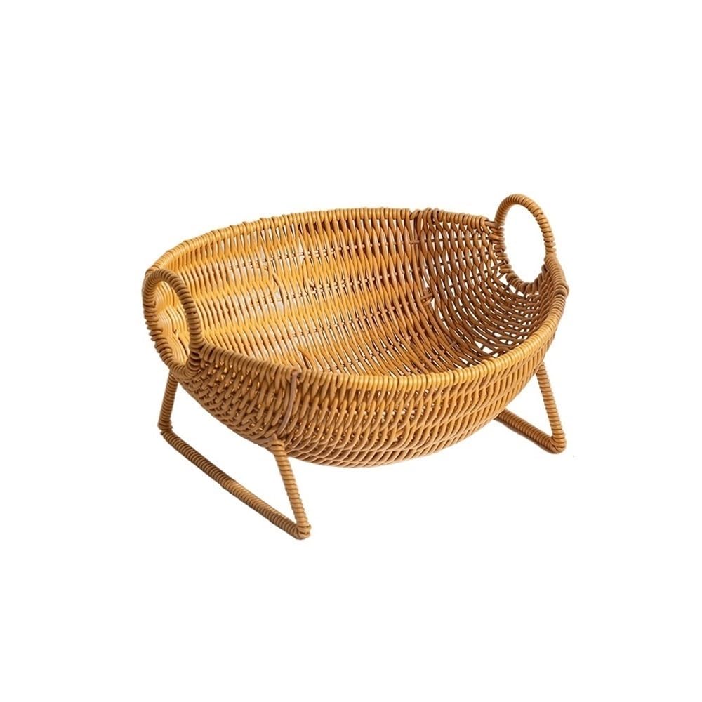 Fzl02068lm One Color Fruit Bowl Oval Woven Breads Serving Baskets, Rattan Fruit For Food Display, Vegetables Versatile