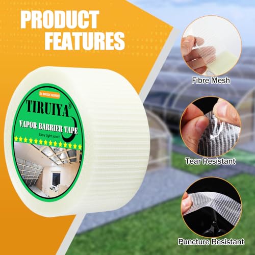 Tiruiya Klebeband für Dampfsperre, Hohe Klebkraft Unterspannbahn Klebeband, Dampfbremse Band zur Verklebung von Dachunterspannbahn oder Dampfbremsfolie, Dachfolie (5cm x 25m x 1 rolle)