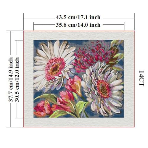Image of ITSTITCH Stamped Cross Stitch Kits - Full Set of Embroidery for Beginners or Adults,14 CT 2 Strands DIY Watercolor Sunflower Patterns Counted Arts Craft 17.3x15 inch