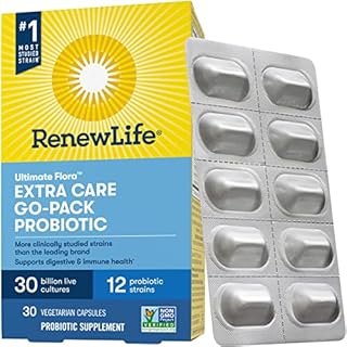 Renew Life Adult Probiotic - Ultimate Flora Extra Care Go-Pack Probiotic Supplement for Men & Women - Shelf Stable, Gluten, Dairy & Soy Free - 30 Billion CFU - 30 Vegetarian Capsules