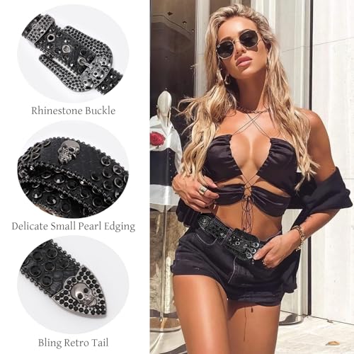 Western Cowgirl Rhinestone Belt Studded Genuine Leather Y2K Style2