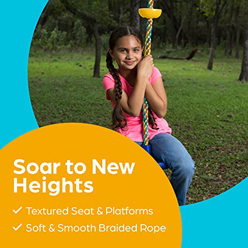 Jungle Gym Kingdom Tree Swing For Kids - Single Disc Seat And Rainbow Climbing Rope Set W/Carabiner And 4 Foot Strap - Treehouse And Outdoor Playground Accessories - Green ﻿ #TOP4