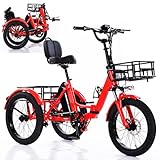 ZHZWwansuGE Triciclo Eléctrico para Adultos, Frenos De Disco Delanteros Y Traseros