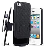 iPhone 4 Case, iPhone 4S Case, NageBee Black Swivel Slim Belt Clip Holster Armor Protective Case, Defender Cover Holster Shell Combo Case For Apple iPhone 4/4S - Black
