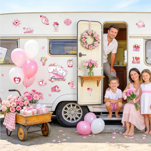 Decoración magnética para puerta crucero Madre e hija 16 piezas rosa miniatura 3