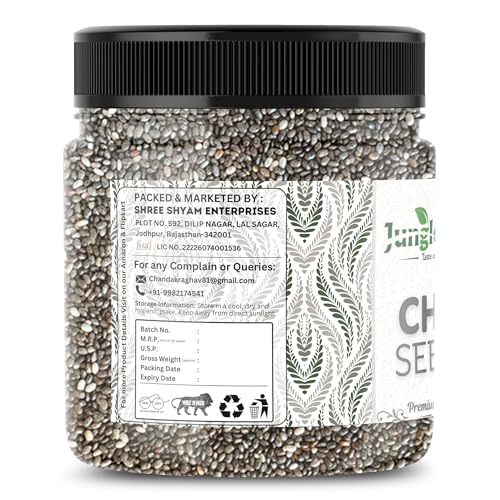Image of JUNGLE FLORA Organic Chia Seeds 500g | Raw Chia seed | seed for eating | Seeds for Weight Management | Healthy Snack | Healthy food for eating diet snacks for weight loss.