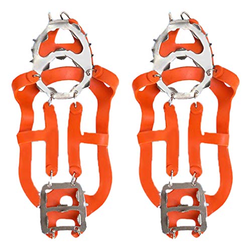 Happyyami 1pair Outdoor Teeth Ice Grippers - Crampons for Versatile Footwear Traction for Hiking Fishing and Walking Fit for Shoes
