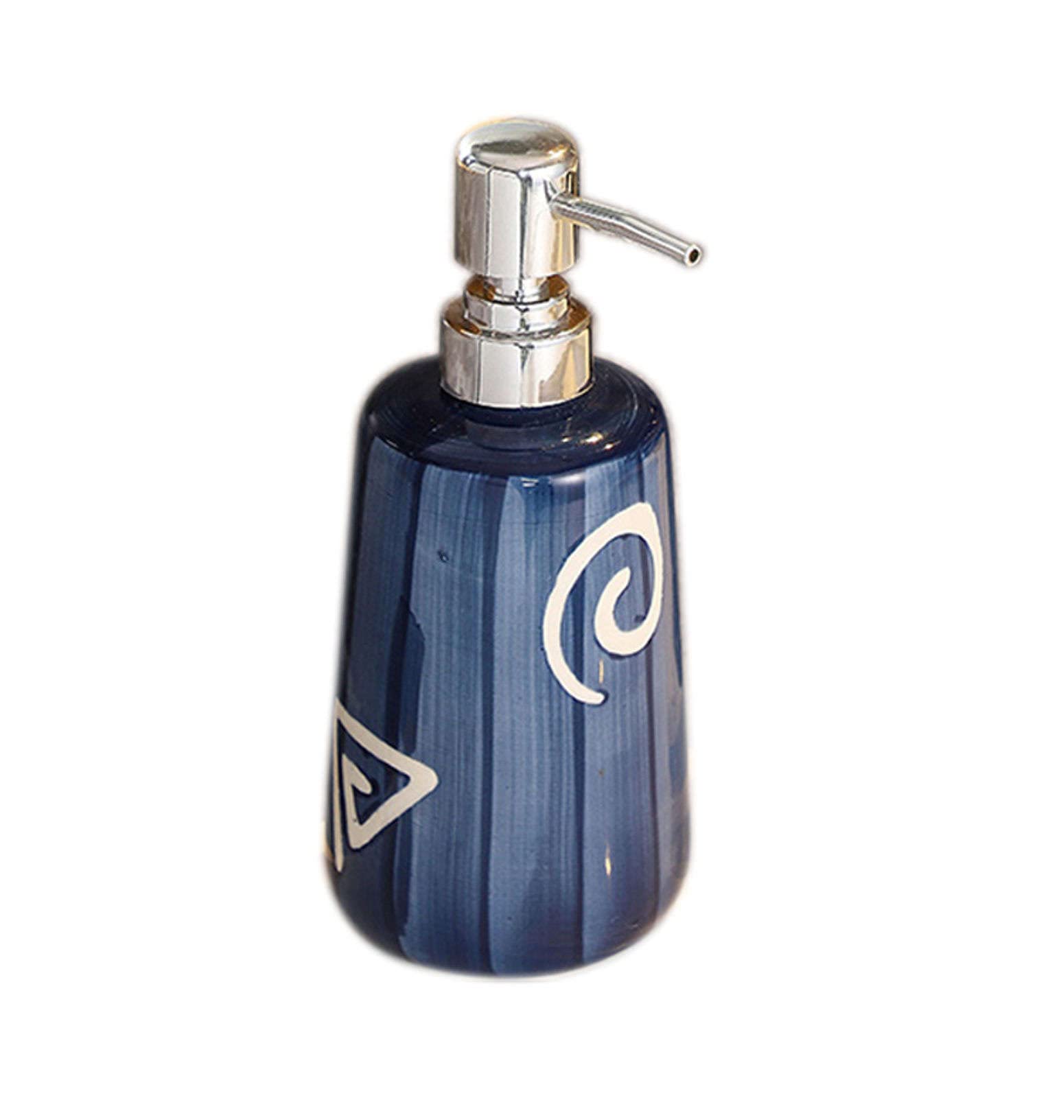 soap dispenser, Soap Dispenser,Japanese Style Lotion With Empty Pump, Hand,Bathroom Vanity Countertop-straight-blue 1-400ml/14oz