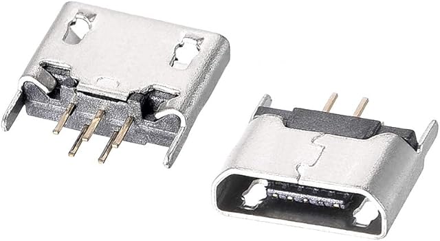sourcing map 10PCS Micro USB Female Socket Connector Jack, 5-Pin DIP 180 Degree, Replacement Adapter
