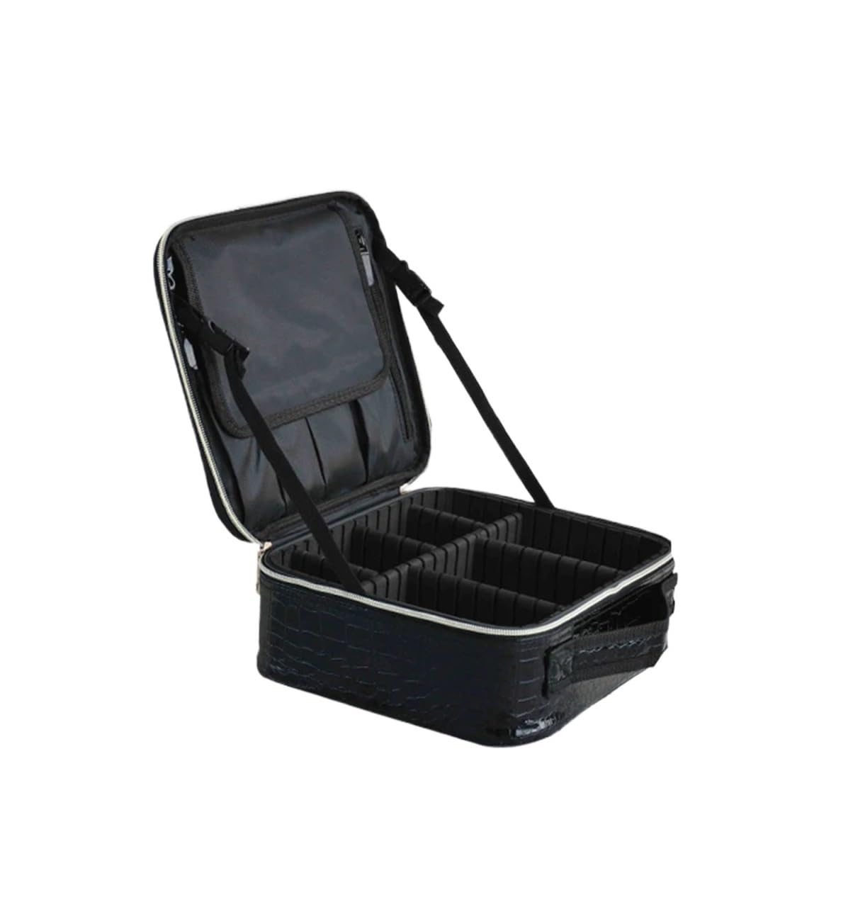 Neceser de Viaje para Mujer Bolsa de cosméticos Cuero PU for Mujer, Estuche Maquillaje portátil Multifuncional for Almacenamiento Viaje(Crocodile Black)