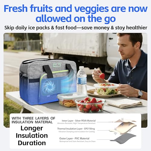 Image of Electric Cooler Bag, Portable Electric Cooler, Foldable Heater Bag, Powered 12 Volt AC /DC Compatible, for Cooling Pre-Cooled Food & Drinks