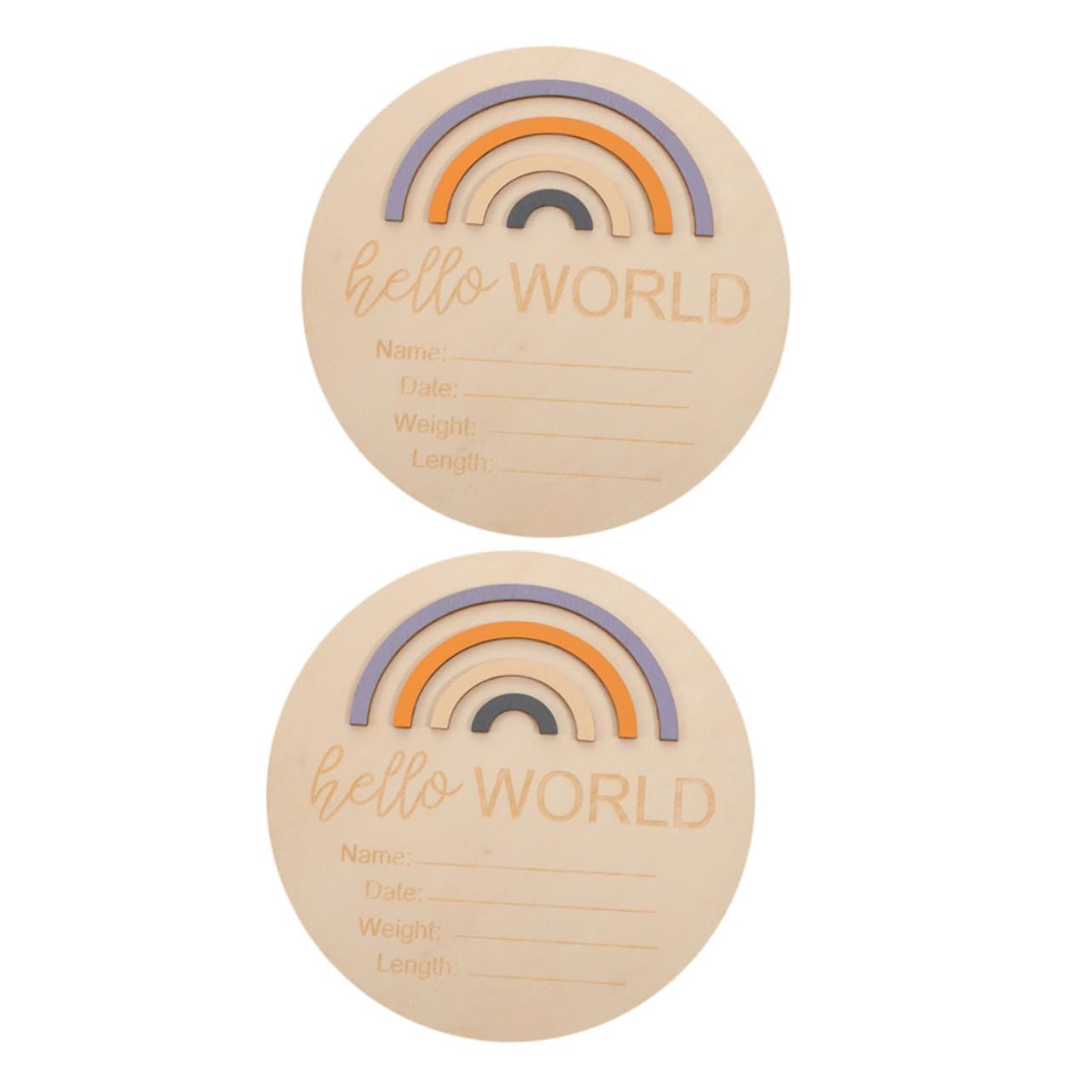BESPORTBLE 2Pcs Rainbow Name Announcement Signs Newborn Round Milestone Discs for Birth Photography Prop Unique Design