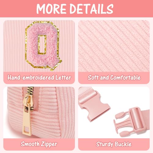 Image of Gitus Gifts for 10 11 12 13 14 15 16 Year Old Girls Christmas Gifts for Teen Girls Sister Her Women Fanny Pack with Initial Letter Patch Belt Bag Crossbody Bag Tween Girls Trendy Stuff (Light Pink-Q)