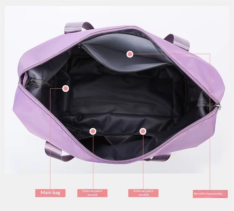 Image of WILDHORN 40 Liters Nylon Expandable Travel Duffle Bag for Men & Women, Waterproof Weekender Luggage Bag, Foldable Gym & Overnight Travel Hand Bag with Wet & Dry Compartment (Purple)