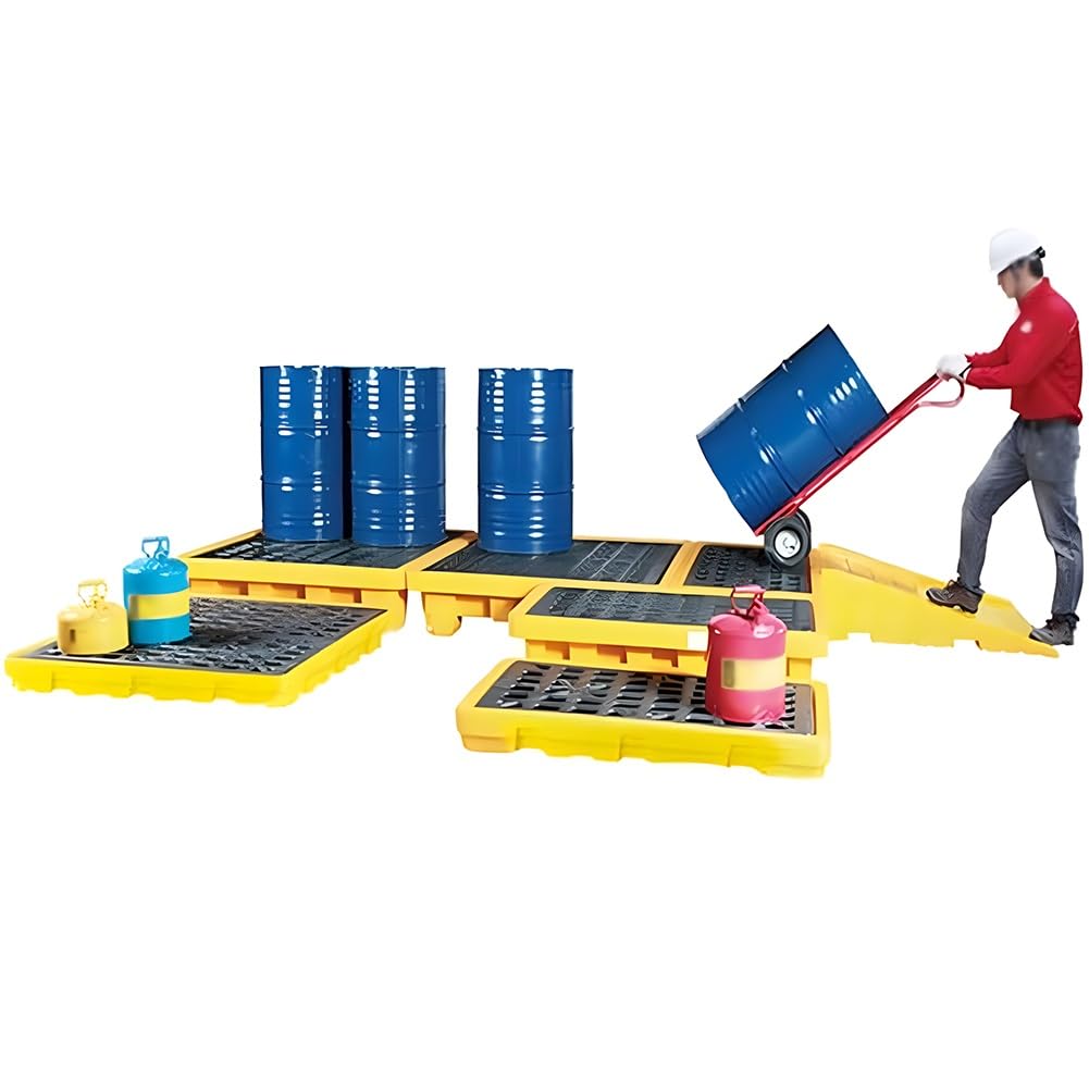 GYEQXKT Oil Spill Containment Tray, 80L Drum Spill Platform with Drain, Modular Industrial Sump Pallet for Garage & Basement, 130x68x15 CM, 1PCS Spill Control Solution
