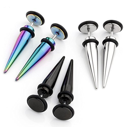image for PiercingJ 3pairs 16G Stainless Steel Taper with O ring Stud Earring/Il