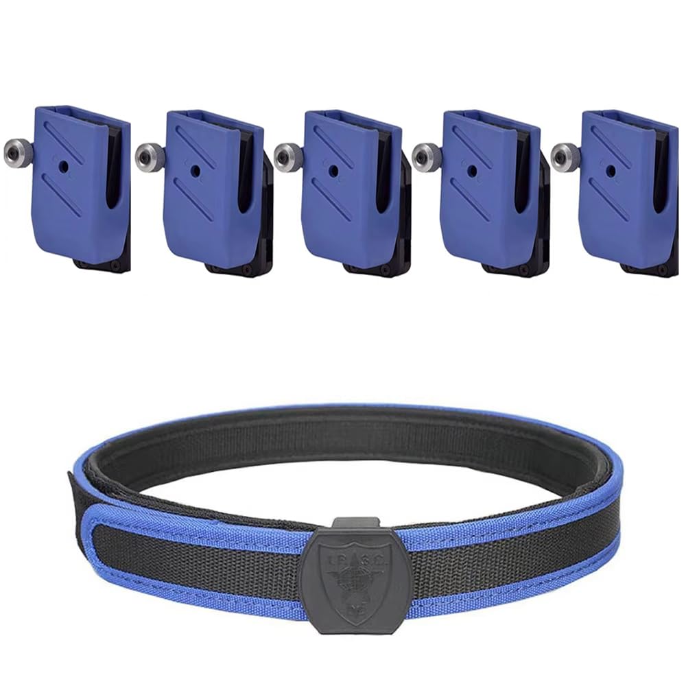 SINAIRSOFT Dual Layer Tactical Belt,ISPC/IDPA /3 Gun/UIT High Speed Shooting Belt & 5 pcs Speed Pistol Mag Pouches