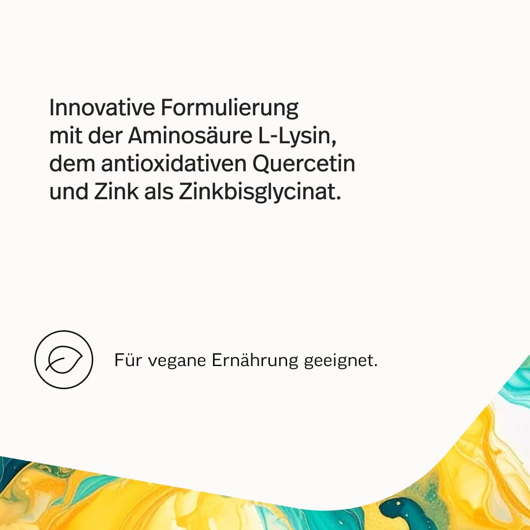 edubily® Lysin Komplex – 400 mg L-Lysin + 50 mg Quercetin + 1 mg Zink pro Kapsel – vegan, Made in Germany, ohne Zusatzstoffe – 90 Kapseln
