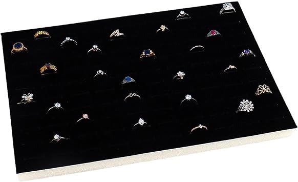Jewelry Foam Tray Inserts Liners 100 Holes Velvets Jewellery Rings Showcase Pad Earrings Hole Tray Holder Organizer, 33.5*22.5cm, Black