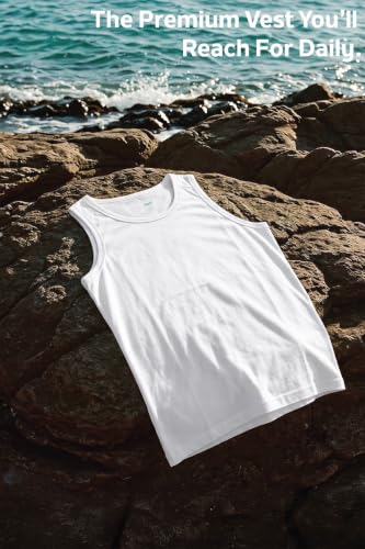 Image of Van Heusen Men's White Cotton Vest - Pack of 1 |Antibacterial 100% Combed Cotton | Moisture‑Wicking, Stay‑Fresh Technology, Soft Handfeel | Extended Length |Doesn't lose shape | Regular Fit Sleeveless Innerwear | Style 10071