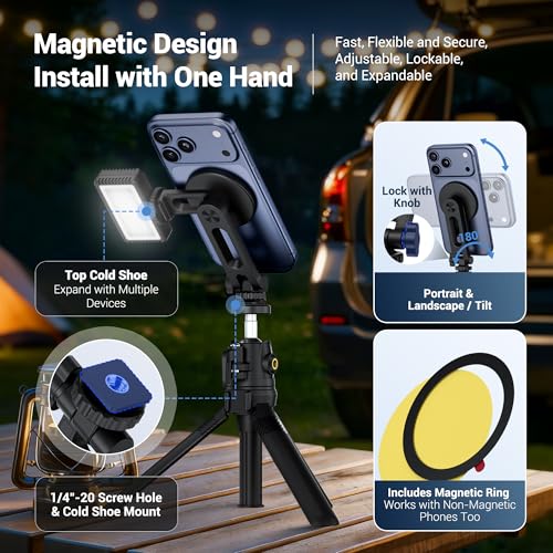 Image of JJC Cold Shoe Magnetic Phone Tripod Mount Adapter for iPhone 17 16 15 14
