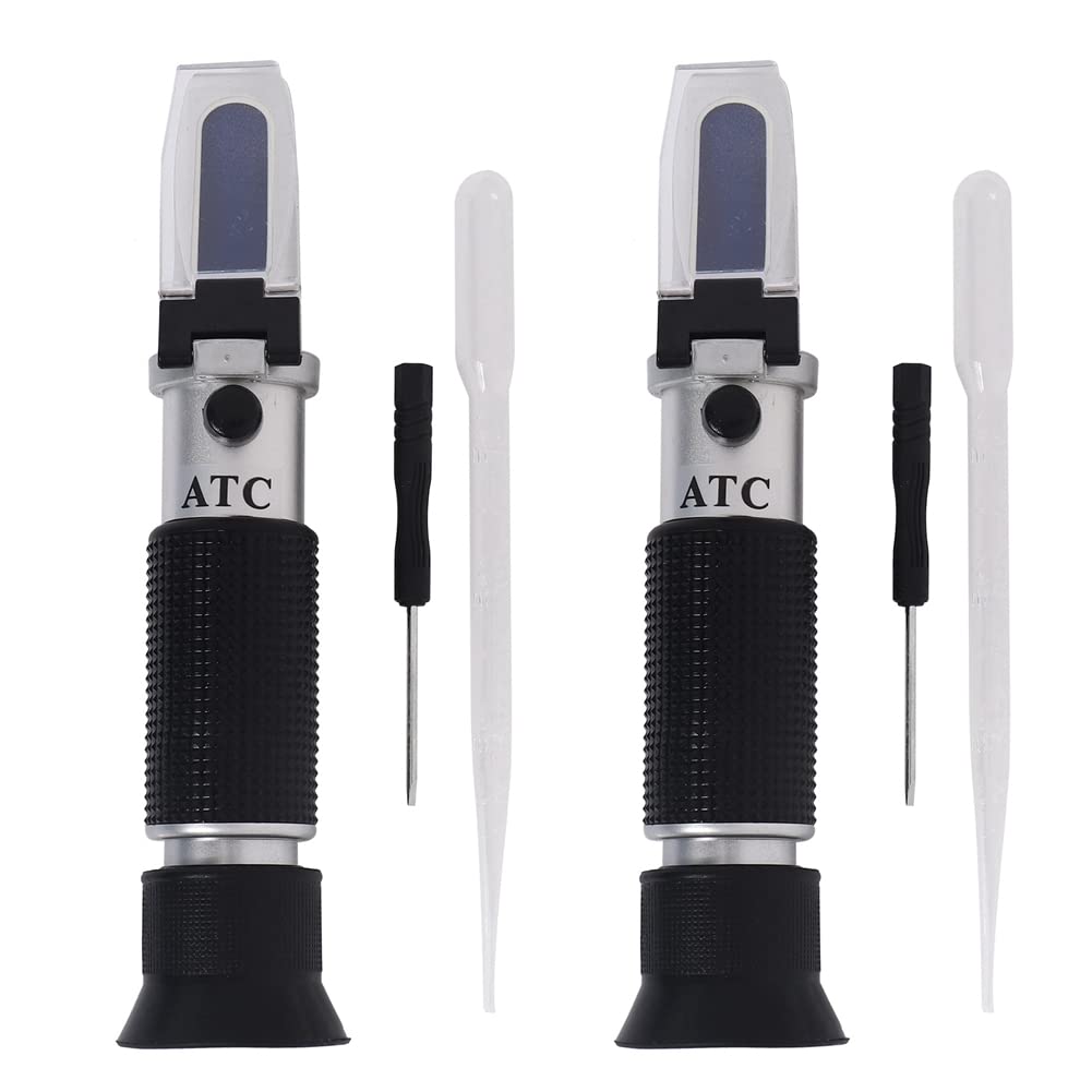 Hndhbfgrt 2X Beer Wort and Wine Refractometer, Dual Scale - Specific 1.000-1.120 and 0-32%, (Aluminum)