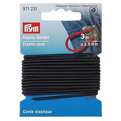 Prym, Negro, Ø 2,5 mm Cordón De Goma Elástica, 60% ED 40% PES, 60 40