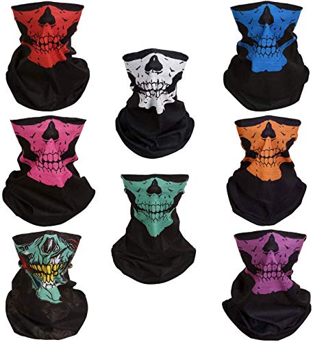 Anear 8 Packs Summer UV Protection Face Cover Neck Gaiter Breathable Neck Bandana Cooling Face Scarf for Fishing Hunting Hiking Cycling and Other Outdoor Sports