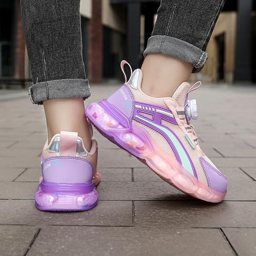 ITSOGOO Kinder Sneaker Laufschuhe Mode Mädchen Jungen Sportschuhe Leicht Atmungsaktiv Laufschuhe Outdoor Fitnessschuhe Sneaker Hallenschuhe Walkingschuhe Joggingschuhe Rosa 33