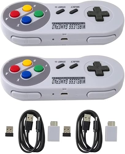 Miniatura 7 de Controlador de juego inalámbrico 2X 2.4G para SNES, controlador de joystick con receptor inalámbrico USB compatible con sistemas operativos
