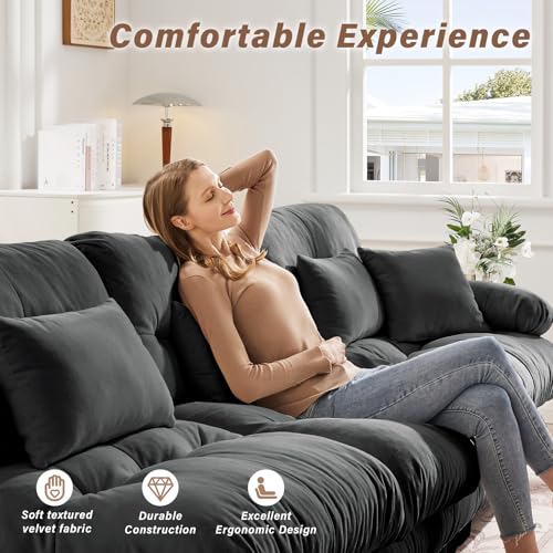 Image of SoarFlash Sectional Sofas Couches for Living Room, L Shaped Couch Sofa Set, Small Couches for Small Spaces, Apartment with Movable Ottoman, Grey