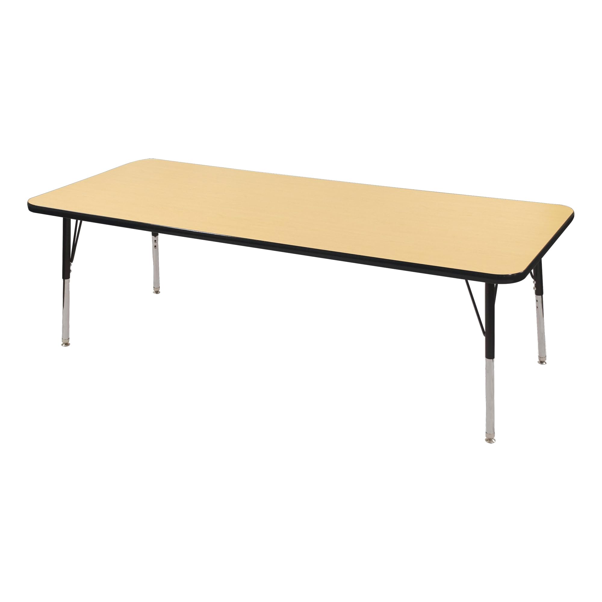 Norwood Commercial Furniture Adjustable Height Classroom Activity Table for Kids & Adults, Rectangular Activity Table for School and Home, Maple/Black