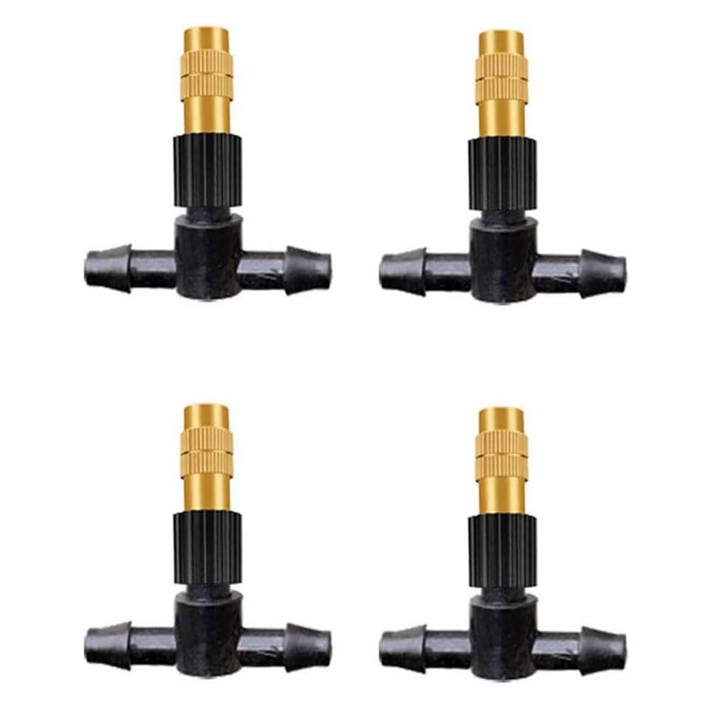 HVMBEUGOS Adjustable Brass Atomizing Nozzle with Drip Connector, Irrigation System Copper Nozzle Greenhouse Vegetables Lawn Watering Nozzle 20pcs Brass Nozzle + 4/7 tee