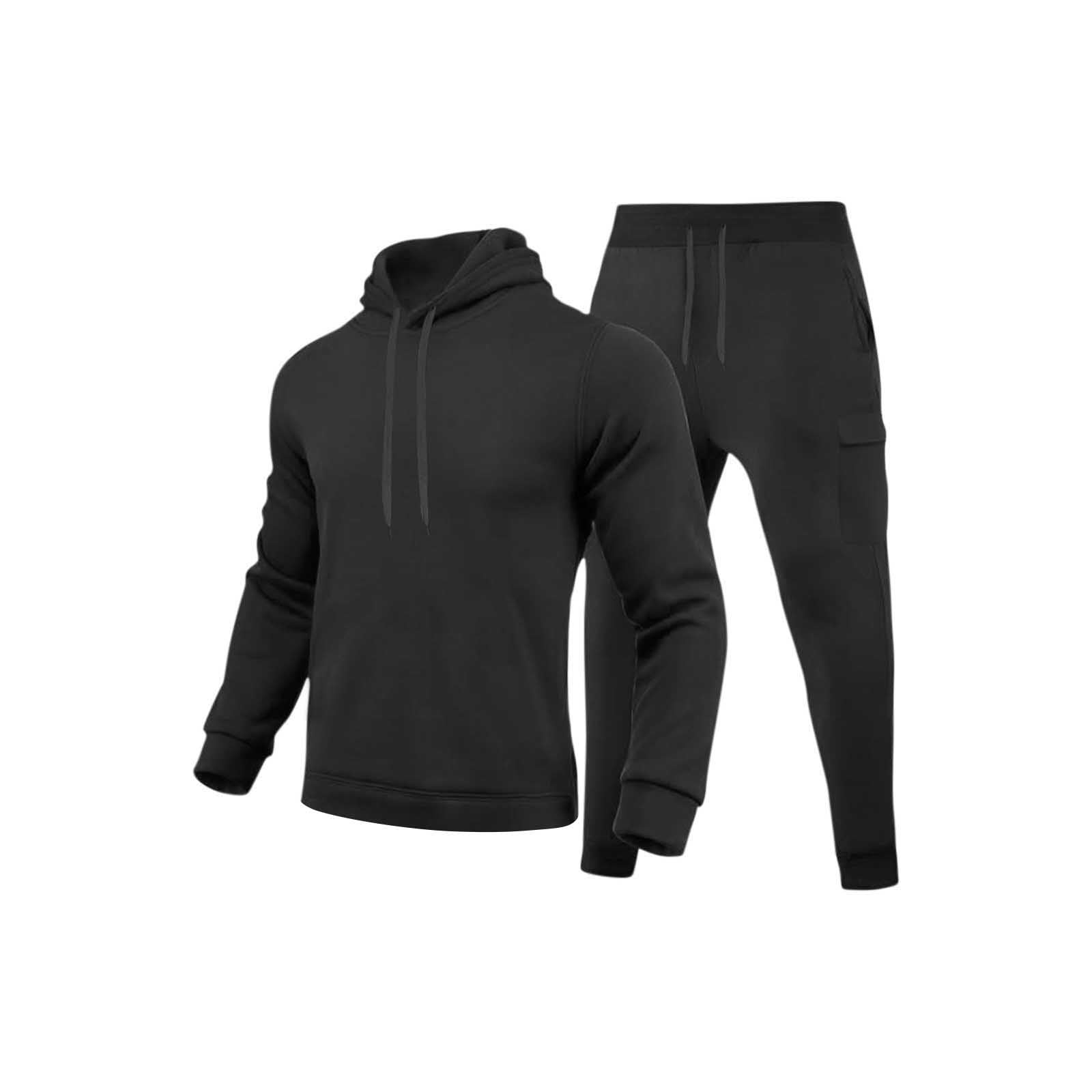Survetement Homme Ensemble Ensemble Jogging Homme 2 Pièces Sweat Hoodies Et Pantalon Jogging Survêtement De Sport Couleur Unie Ample Et Confortable Combinaison De Sport pour Gym Et Fitness