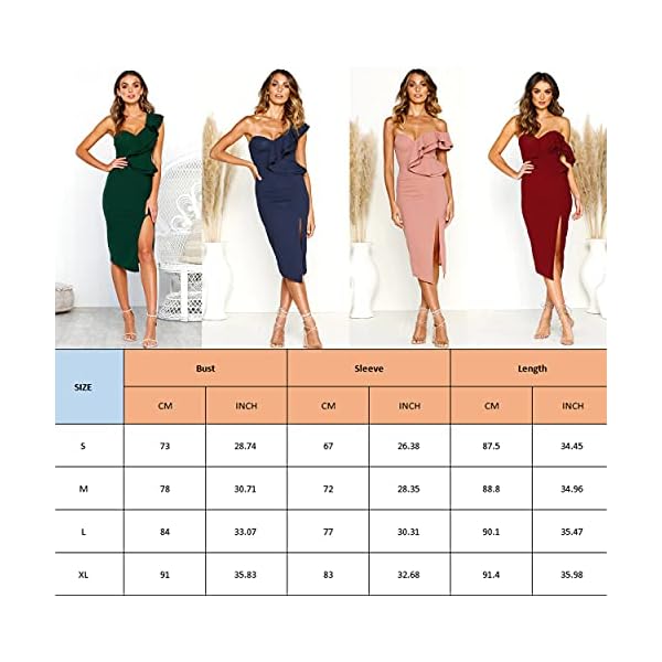 ECOWISH-Womens-Dresses-Sexy-Ruffle-One-Shoulder-Sleeveless-Split-Bodycon-Midi-Party-Dress ECOWISH Women's Dresses Sexy Ruffle One Shoulder Sleeveless Split Bodycon Midi Party Dress Pink Small