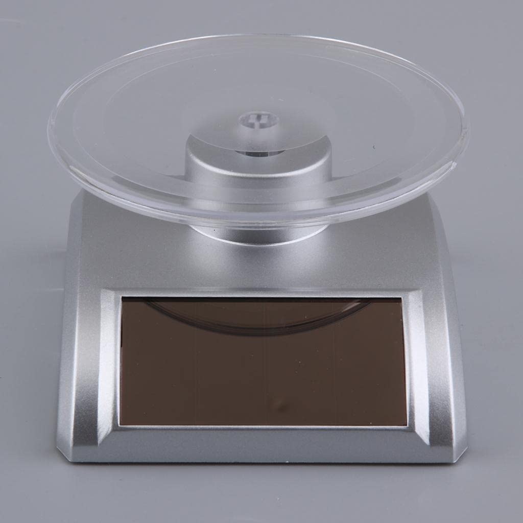 ATORSE™ Mini Solar Powered Turntable Rotating Display Stand Jewelry Phone Silver-image-5