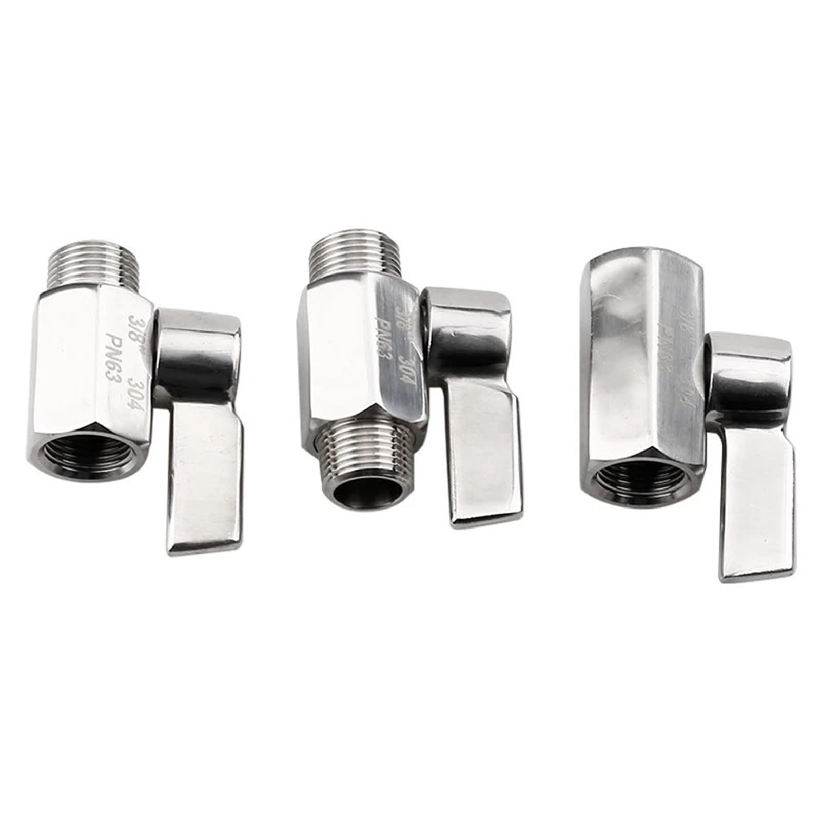 Válvula de bola mini de acero inoxidable SUS304 de alta pureza con roscado DN15 de precisión