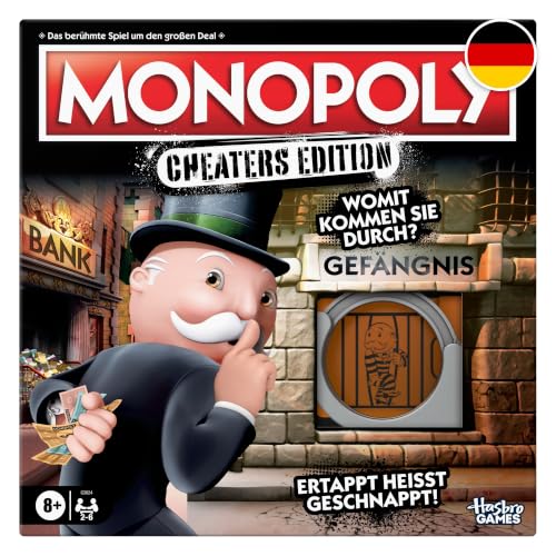 Monopoly Mogeln und Täuschen Brettspiel | unterhaltsames Familienspiel für Kinder, Teenager und Erwachsene | 2 bis 6 Spieler | ab 8 Jahren | Geschenke für Familien - Deutsche Version