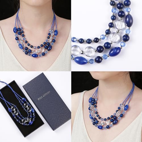 FULU AUTUMN Chunky Layered Beaded Necklaces for Women Multi Strand Statement Necklace Fashion Jewelry Birthday Gifts for Mom4