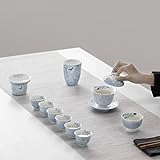 Hand-painted Kungfu Tea Set, Butterfly and Floral themed Chinese Tea Set, Gaiwan Gongfu Tea sets for adult, Ceramic Tea Ceremony Set, Gift for Tea Lovers